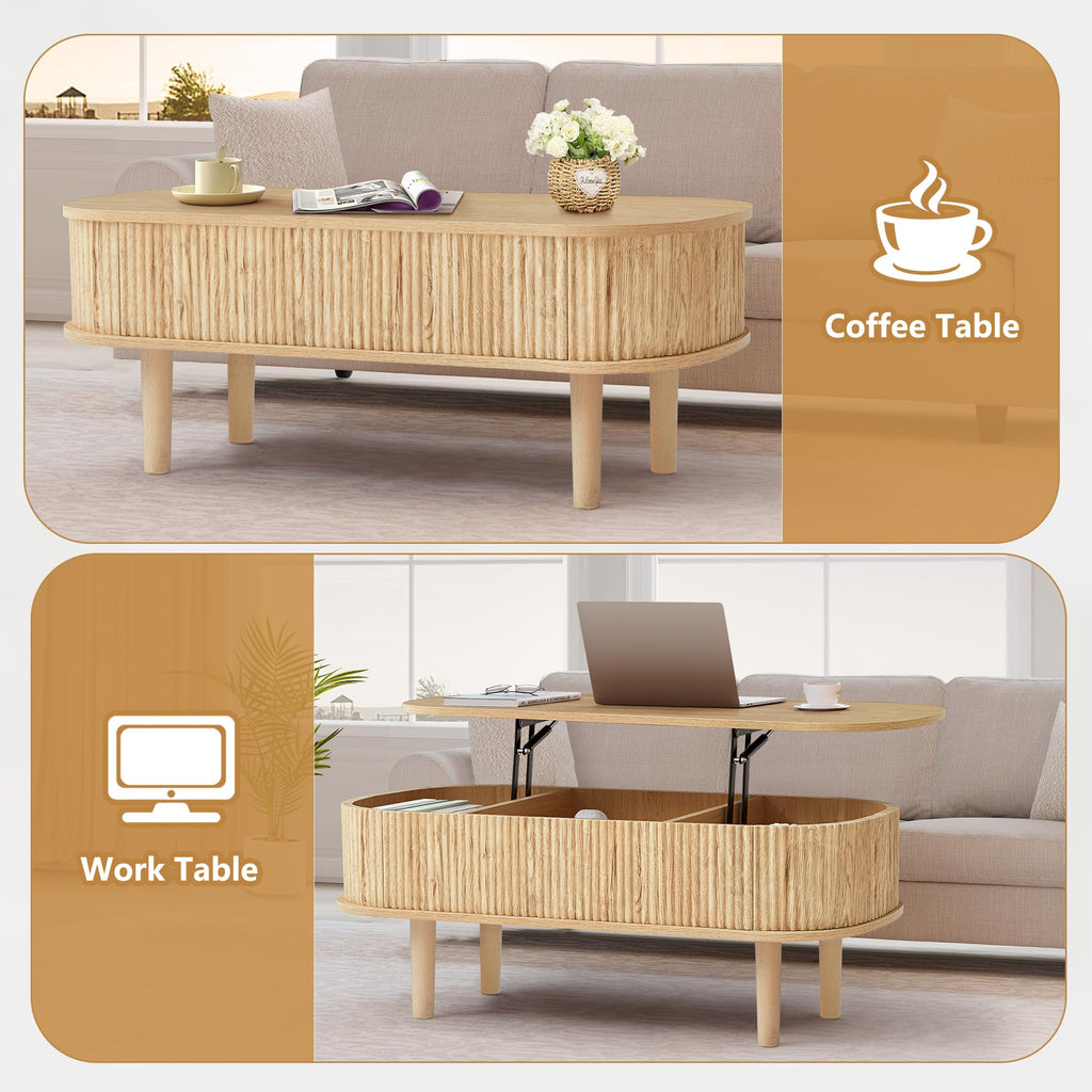 Lift Top Coffee Table with Hidden Compartment For Home Living Room Office