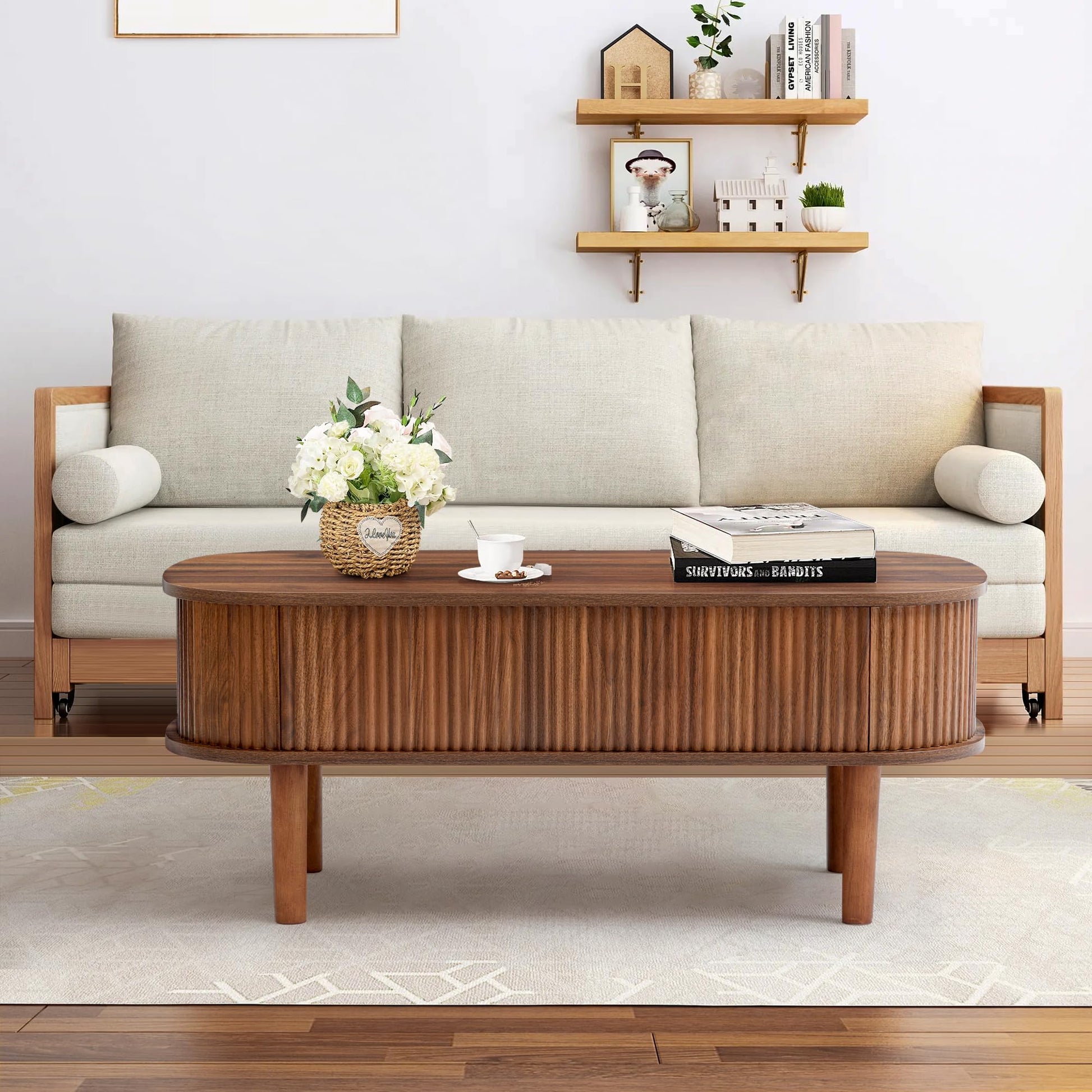 Lift Top Coffee Table with Hidden Compartment For Home Living Room Office