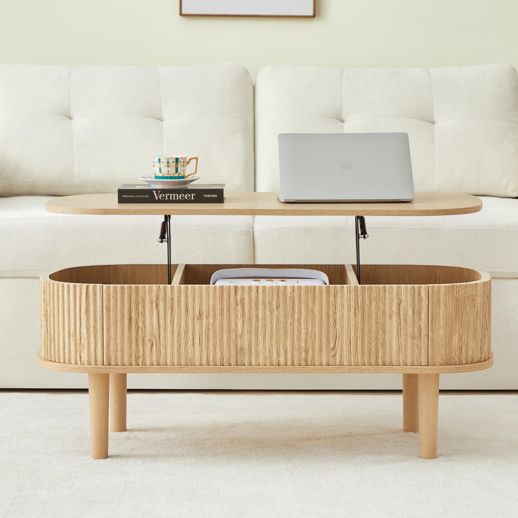 Lift Top Coffee Table with Hidden Compartment For Home Living Room Office