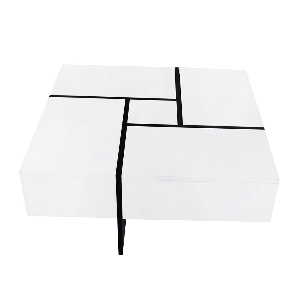 31.5"x 31.5" Coffee Table with 4 Hidden Storage Compartments, Square Cocktail Table for Living Room