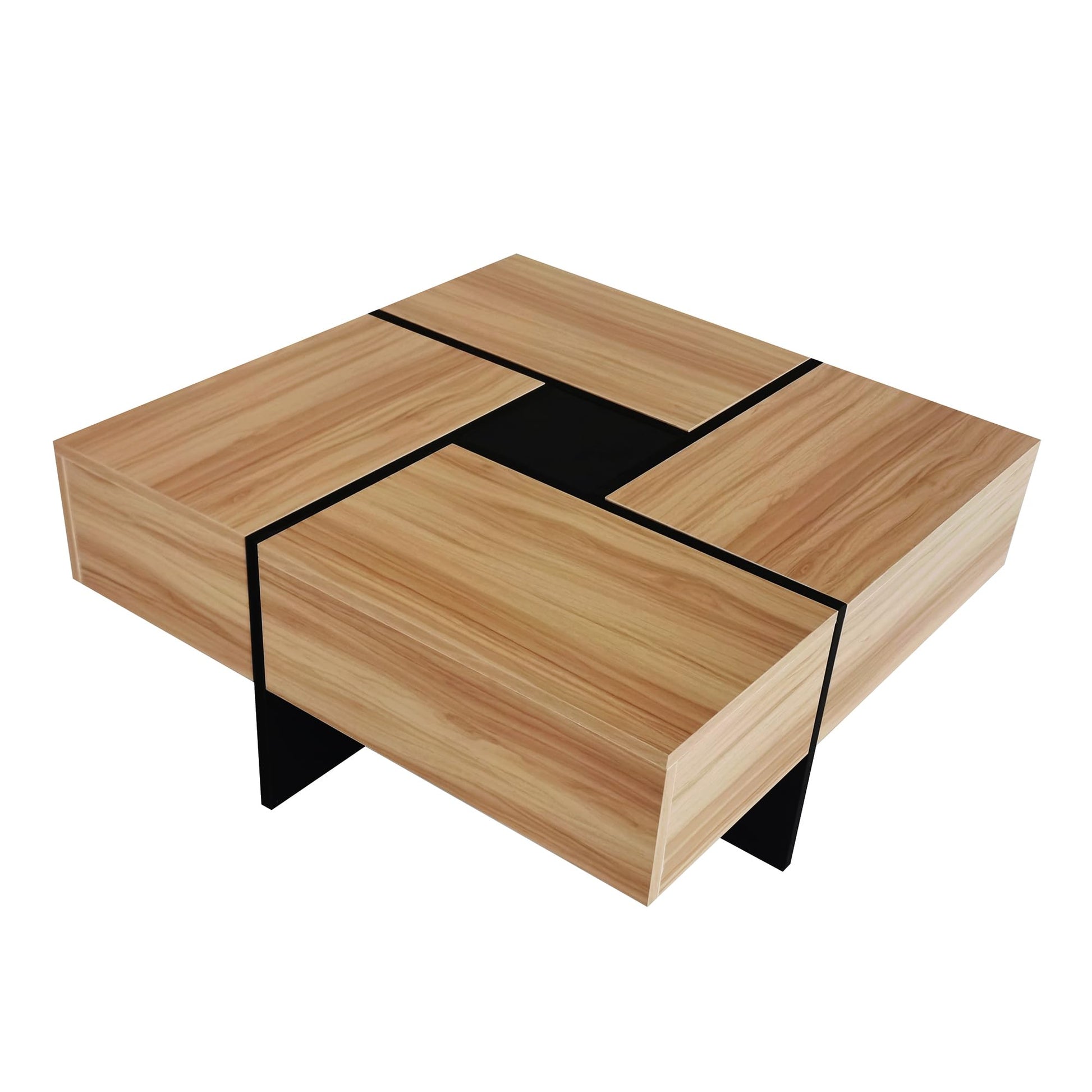31.5"x 31.5" Coffee Table with 4 Hidden Storage Compartments, Square Cocktail Table for Living Room