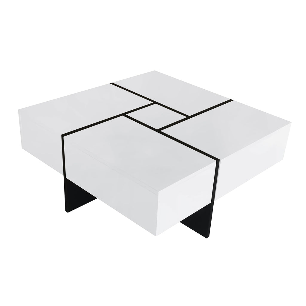 31.5"x 31.5" Coffee Table with 4 Hidden Storage Compartments, Square Cocktail Table for Living Room
