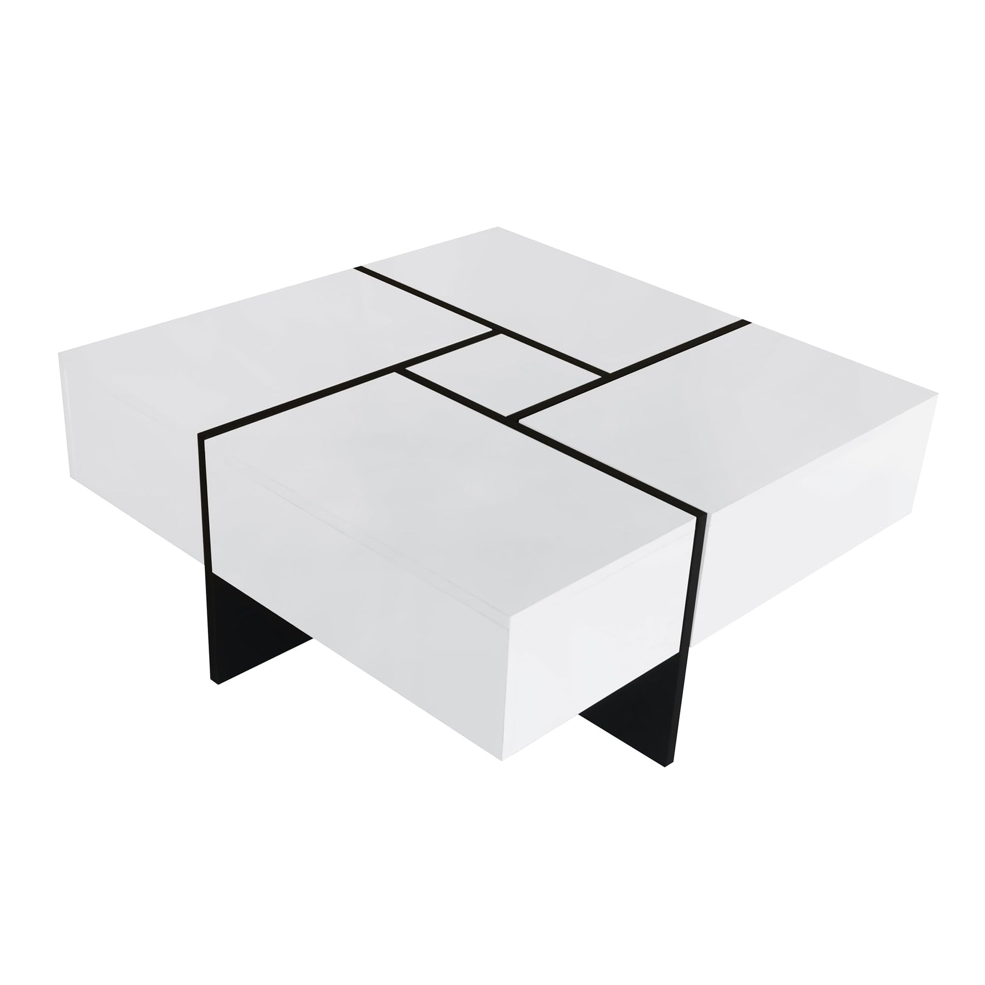 31.5"x 31.5" Coffee Table with 4 Hidden Storage Compartments, Square Cocktail Table for Living Room